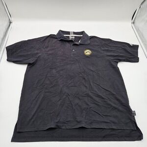 Adidas Golf Polo Shirt Mens L/G Black Stretch Oak Hill PGA Championship Patch